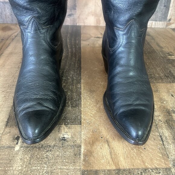 Tony Lama Gold Label Vintage Classic Black Cowboy Boots Mens 11 D - Picture 8 of 12